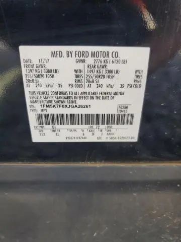 2018 FORD EXPLORER LIMITED  