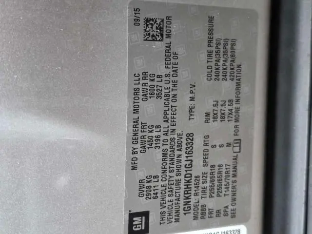 2016 CHEVROLET TRAVERSE LT  