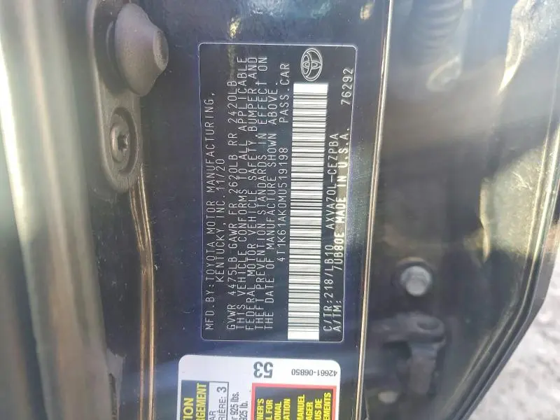 2021 TOYOTA CAMRY XSE  