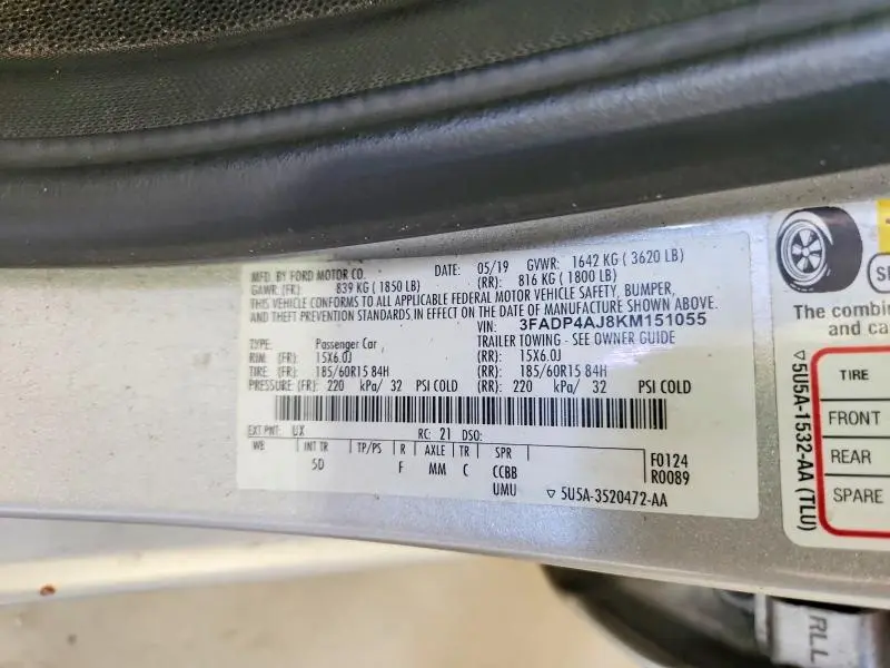 2019 FORD FIESTA S  