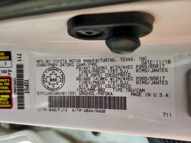 2011 TOYOTA TACOMA DOUBLE CAB  