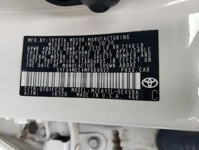 2021 TOYOTA COROLLA SE  