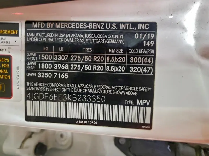 2019 MERCEDES-BENZ GLS 450 4MATIC  