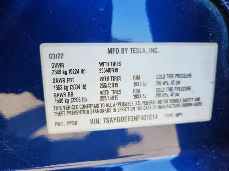2022 TESLA MODEL Y   
