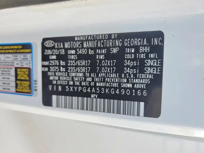 2019 KIA SORENTO LX V6  