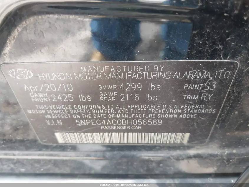 2011 HYUNDAI SONATA SE
