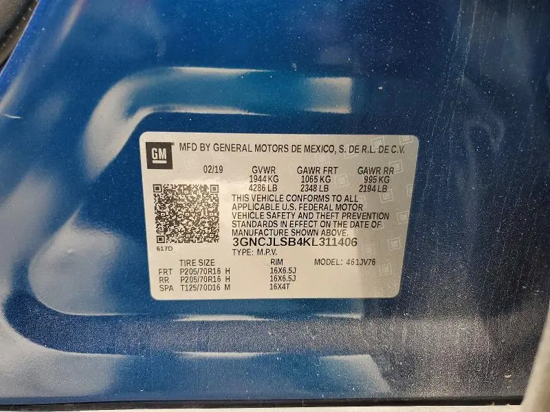 2019 CHEVROLET TRAX 1LT  