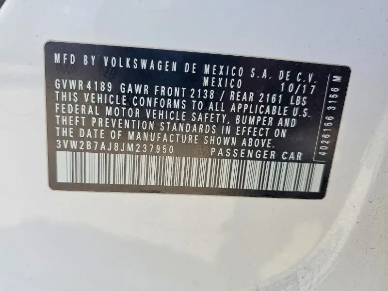 2018 VOLKSWAGEN JETTA S  