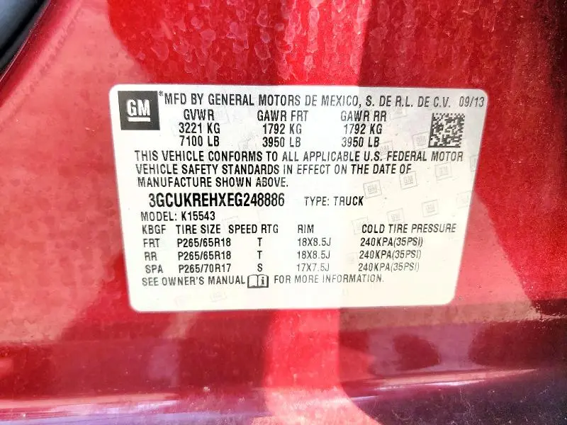 2014 CHEVROLET SILVERADO K1500 LT  