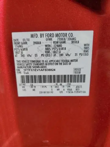 2010 FORD F150 SUPER CAB  