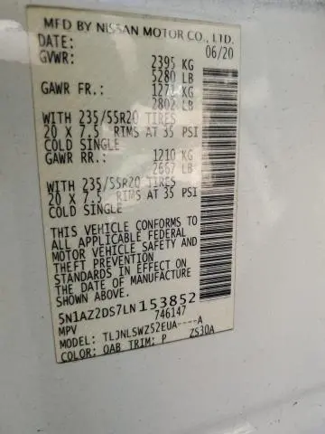 2020 NISSAN MURANO PLATINUM  