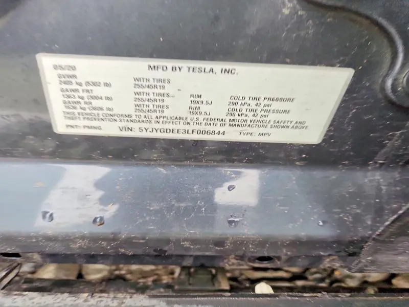 2020 TESLA MODEL Y   