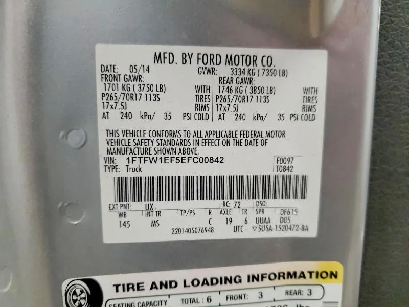 2014 FORD F150 STX  