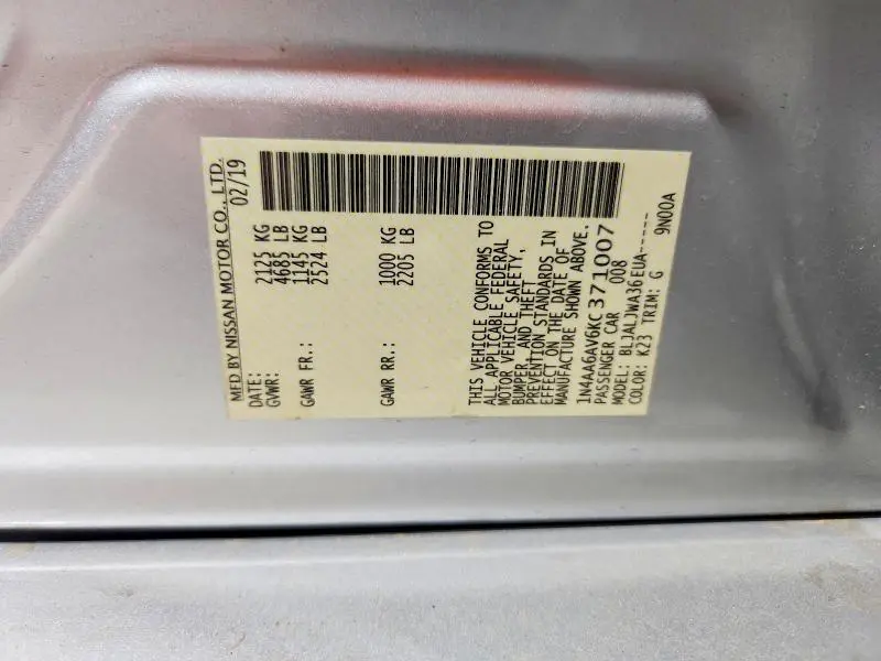 2019 NISSAN MAXIMA 3.5 SV  
