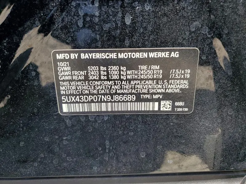 2022 BMW X3 SDRIVE30I  