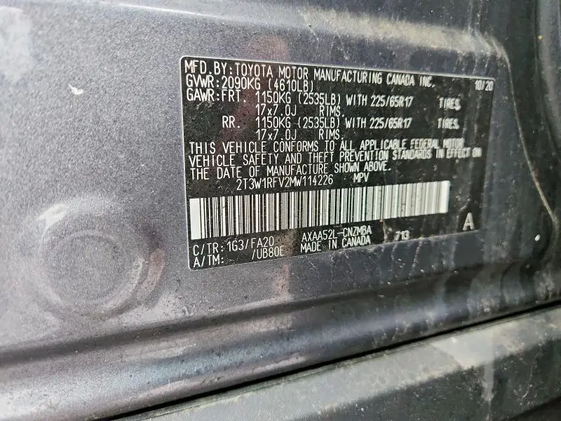 2021 TOYOTA RAV4 XLE  