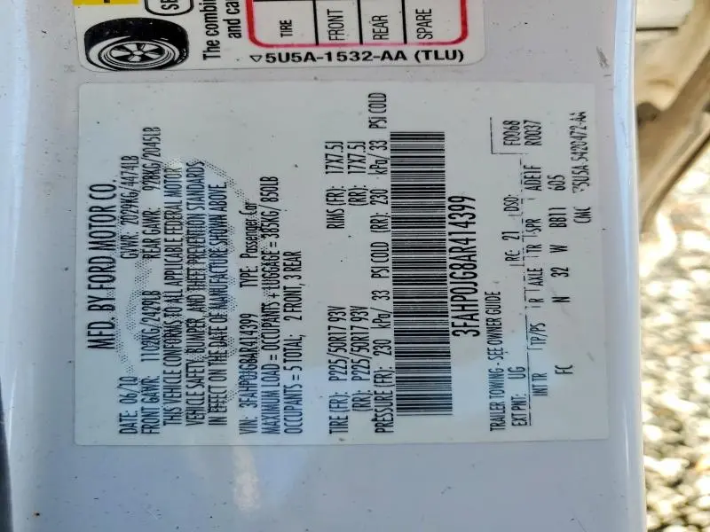 2010 FORD FUSION SEL  