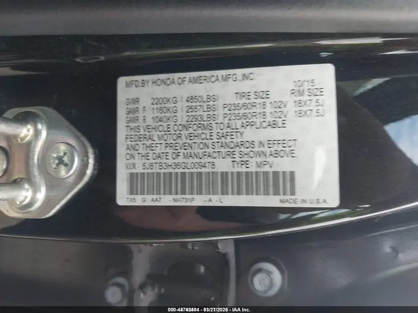 2016 ACURA RDX ACURAWATCH PLUS PKG