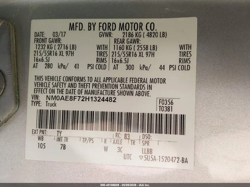 2017 FORD TRANSIT CONNECT XLT