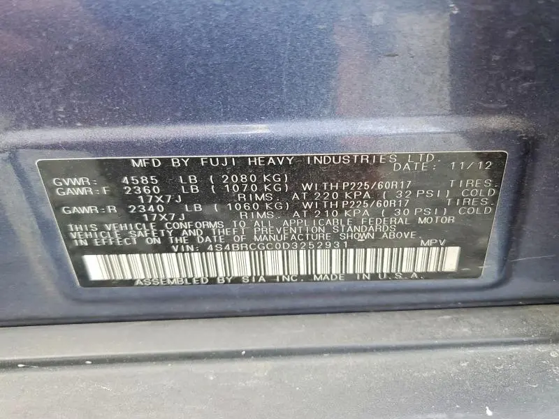 2013 SUBARU OUTBACK 2.5I PREMIUM  