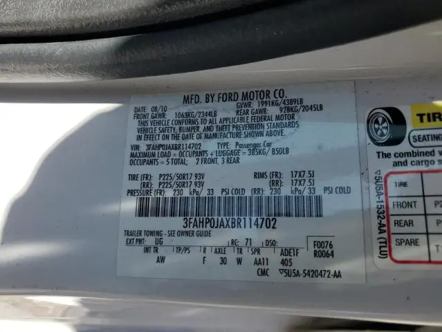 2011 FORD FUSION SEL  
