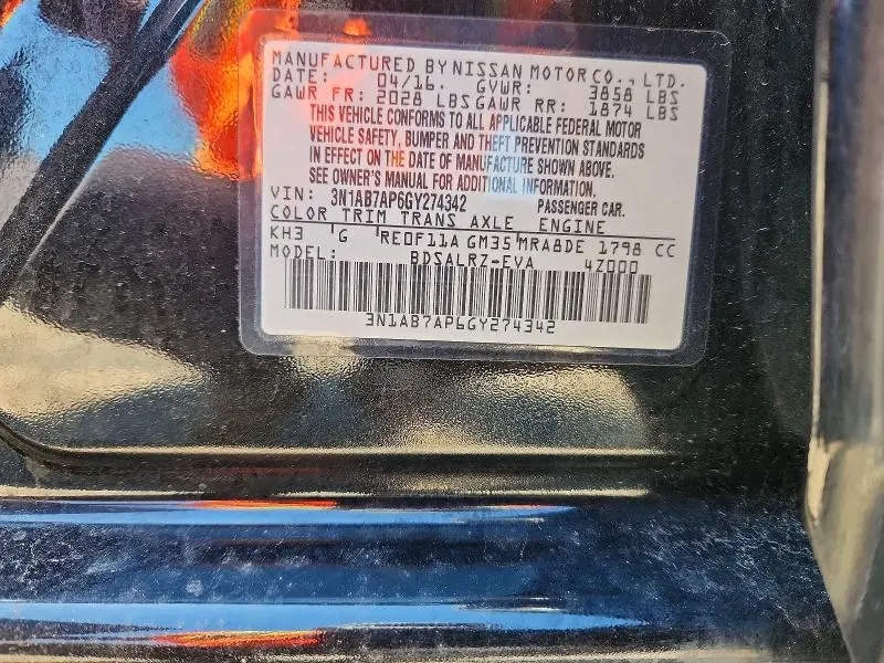 2016 NISSAN SENTRA SR  