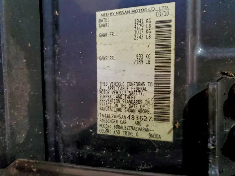 2010 NISSAN ALTIMA BASE  