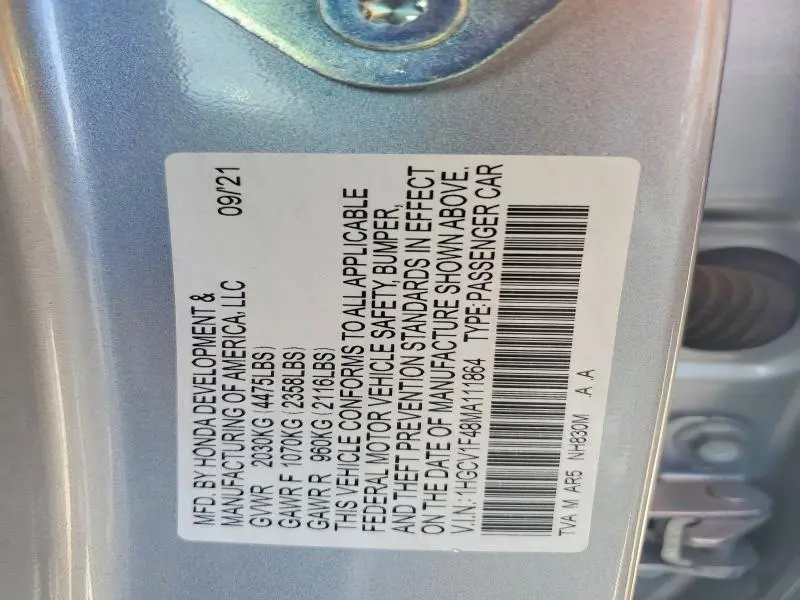 2021 HONDA ACCORD SPORT SE  