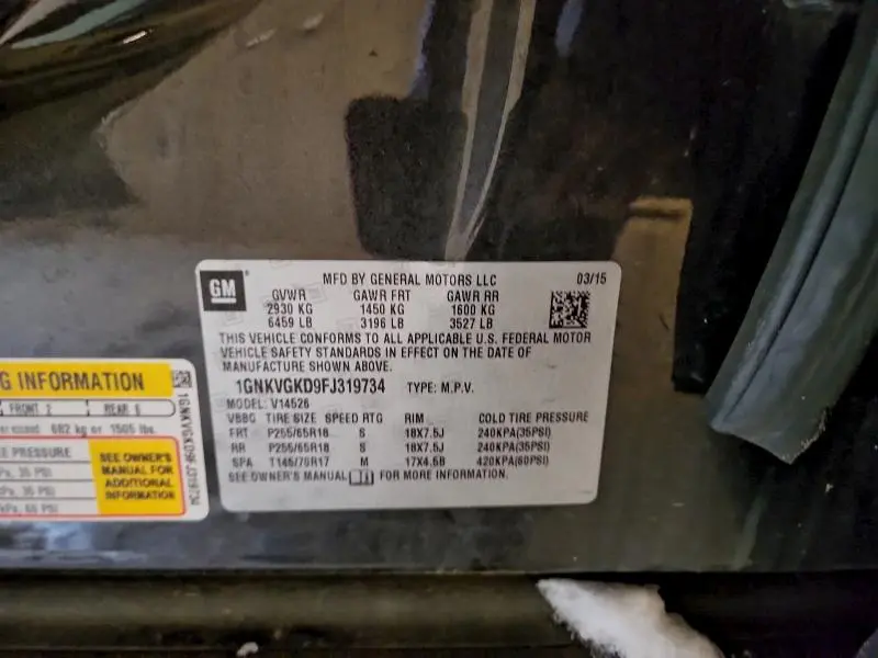 2015 CHEVROLET TRAVERSE LT  