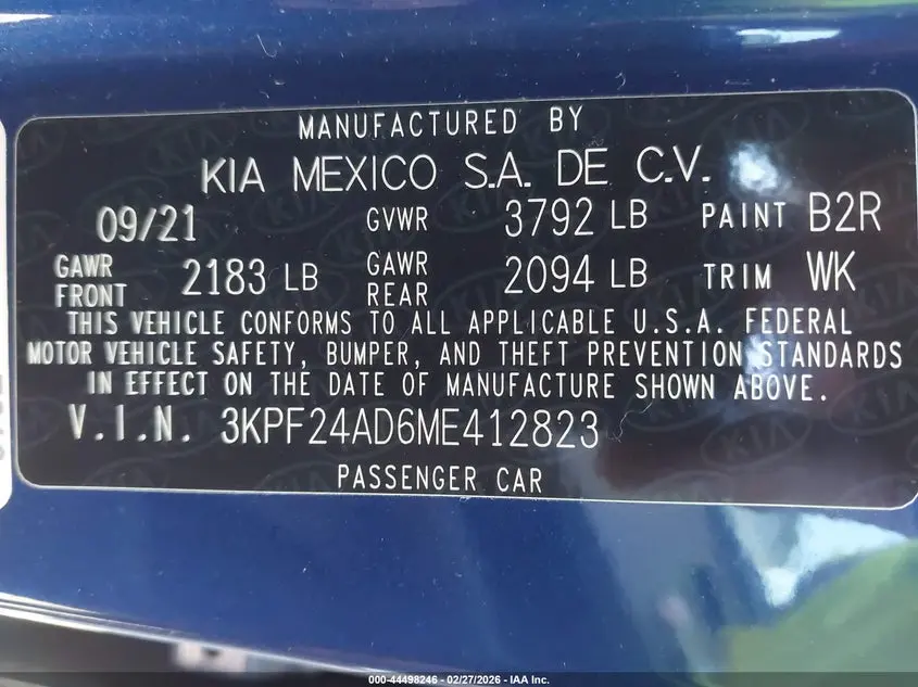 2021 KIA FORTE LXS