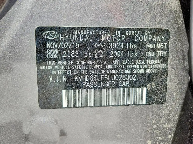2020 HYUNDAI ELANTRA SEL  