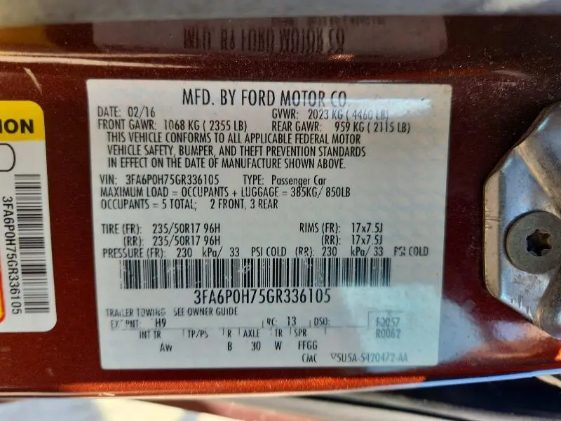 2016 FORD FUSION SE  