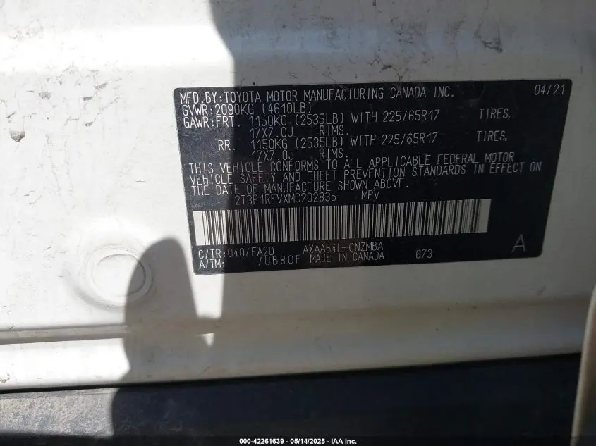 2021 TOYOTA RAV4 XLE