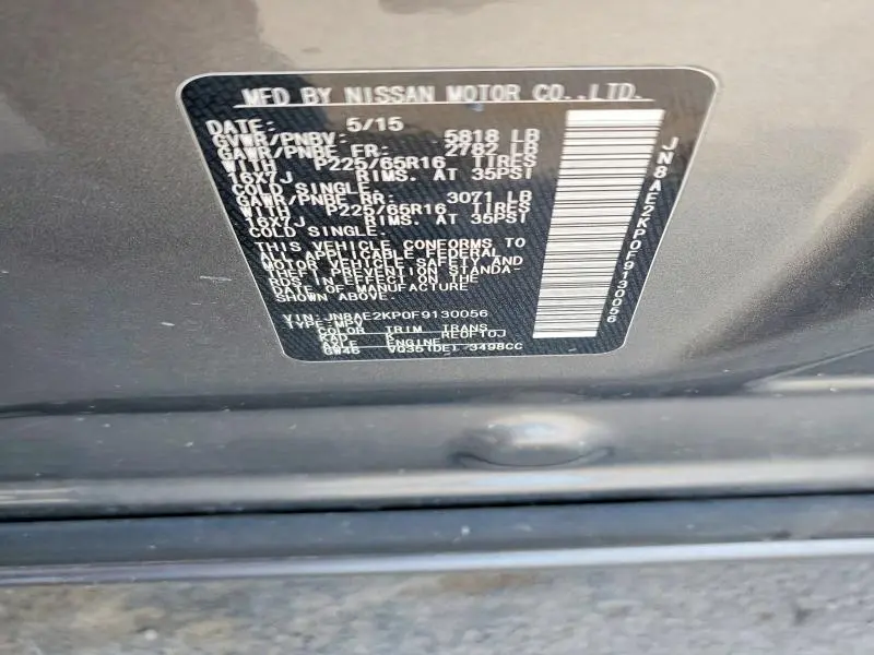 2015 NISSAN QUEST 3.5 SV  