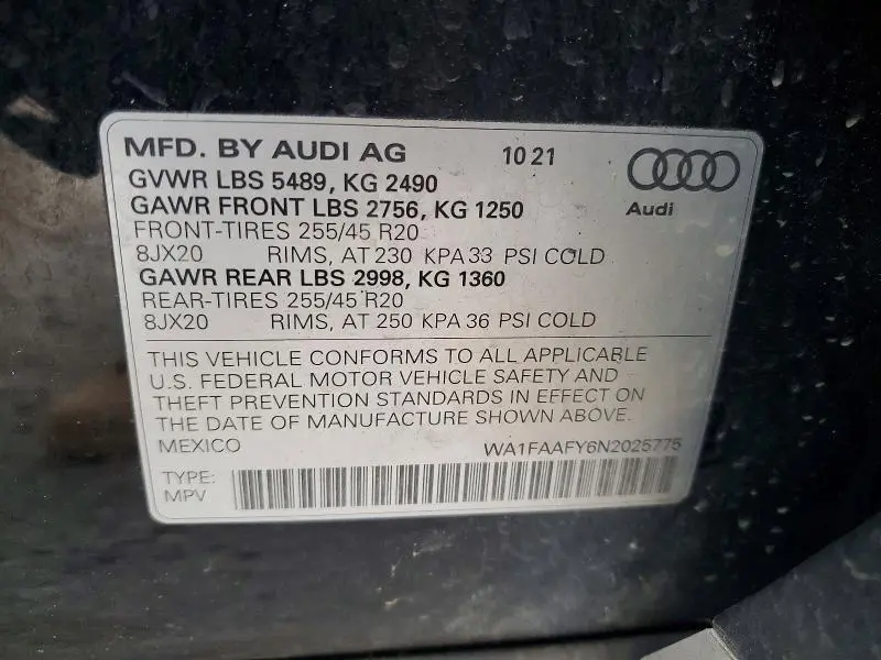 2022 AUDI Q5 PRESTIGE 45  