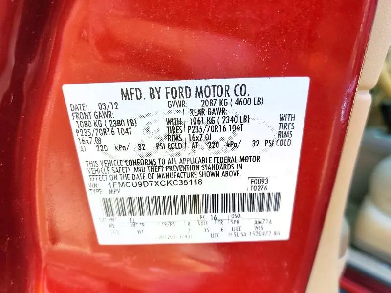 2012 FORD ESCAPE XLT  