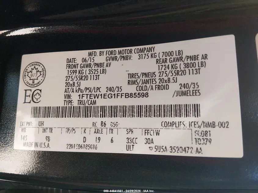 2015 FORD F-150 PLATINUM