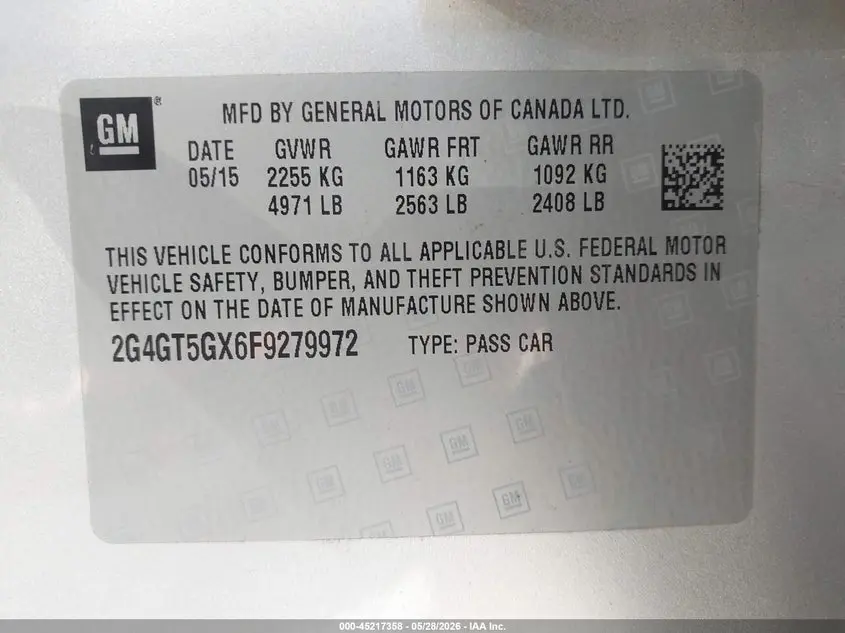 2015 BUICK REGAL GS