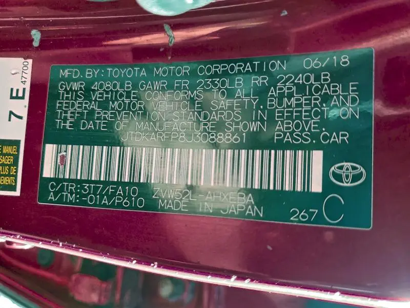 2018 TOYOTA PRIUS PRIME   