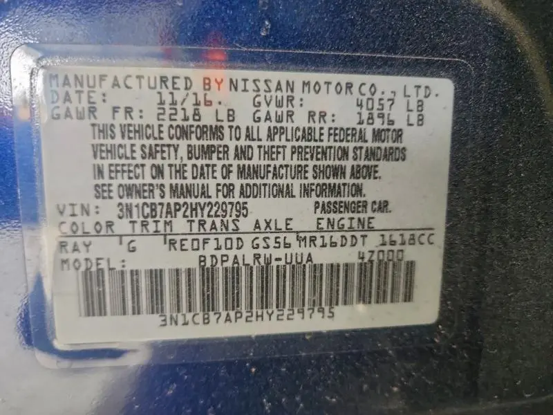 2017 NISSAN SENTRA SR TURBO  