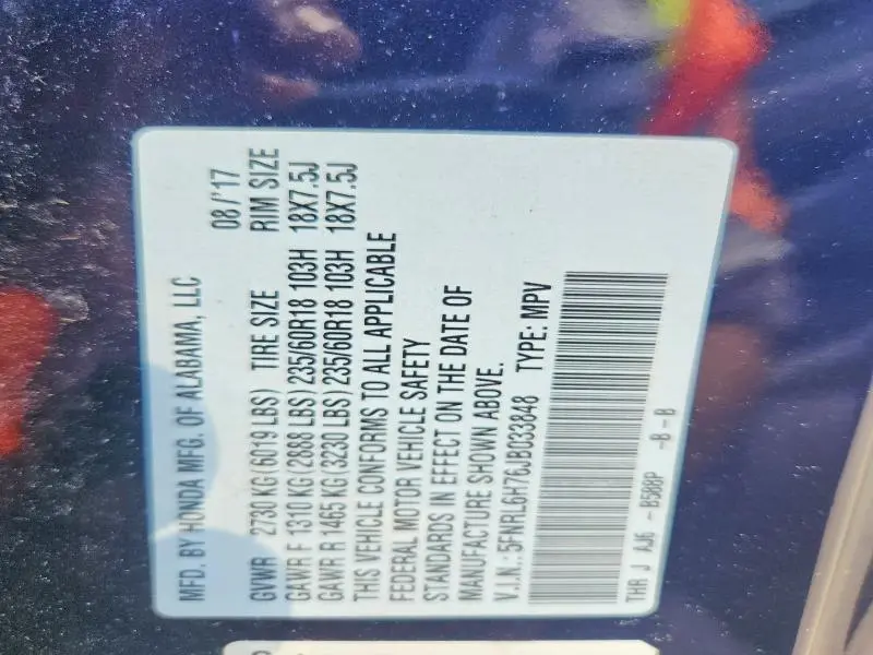 2018 HONDA ODYSSEY EXL  