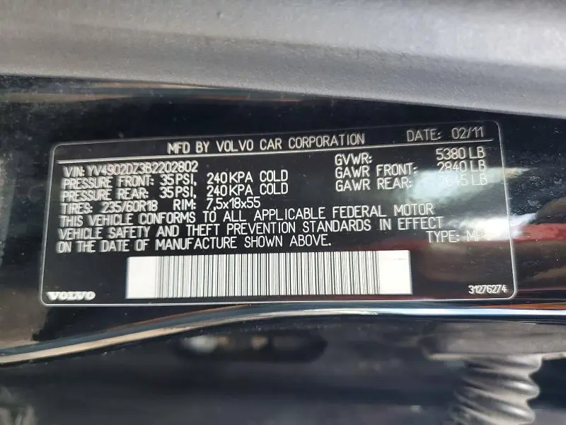 2011 VOLVO XC60 T6  