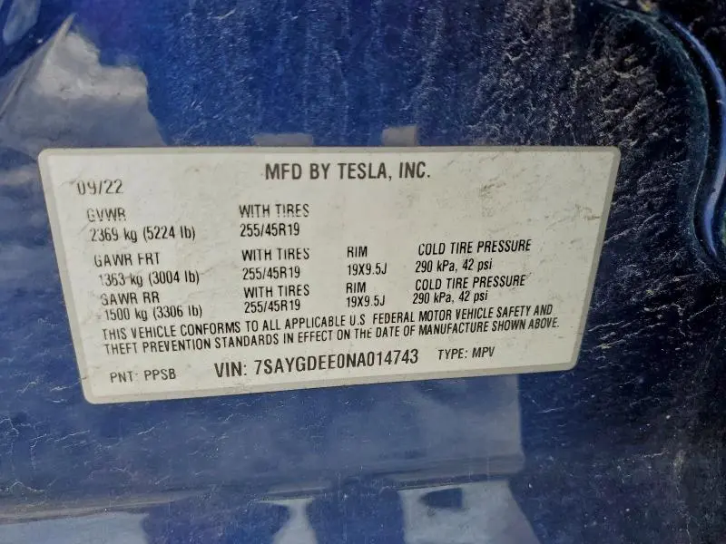 2022 TESLA MODEL Y   