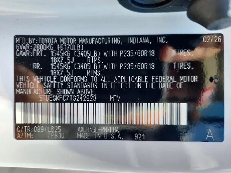 2026 TOYOTA SIENNA PLATINUM 7-PASSENGER  