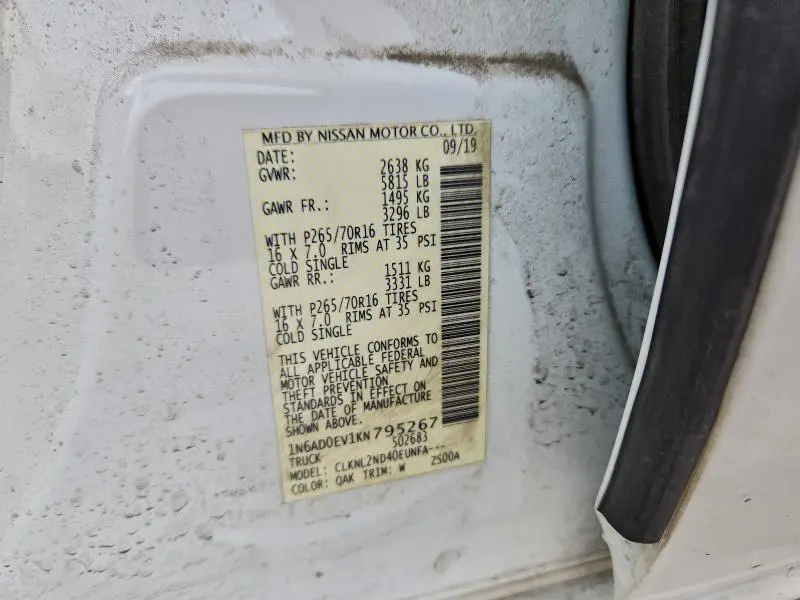 2019 NISSAN FRONTIER S  