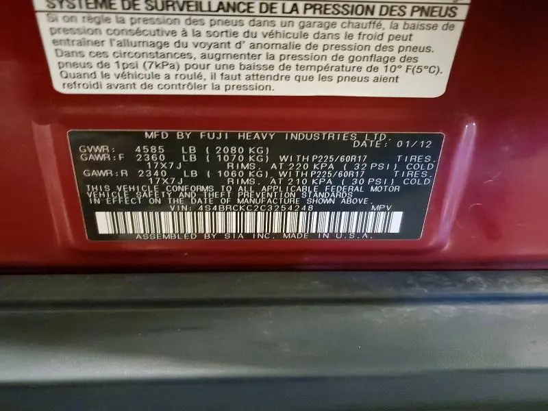 2012 SUBARU OUTBACK 2.5I LIMITED  