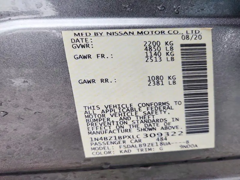 2020 NISSAN LEAF S PLUS  