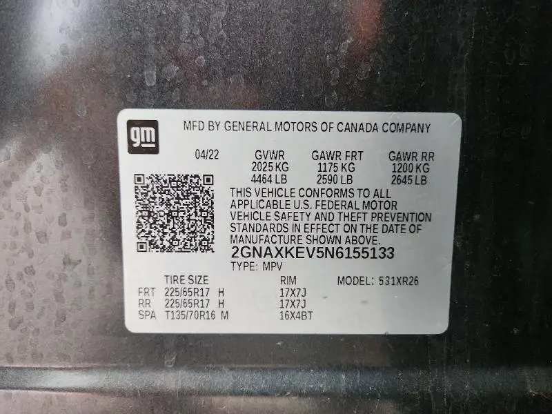 2022 CHEVROLET EQUINOX LT  