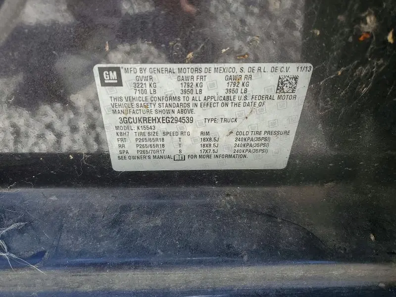 2014 CHEVROLET SILVERADO K1500 LT  