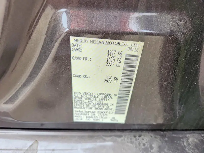 2016 NISSAN ALTIMA 2.5 S  